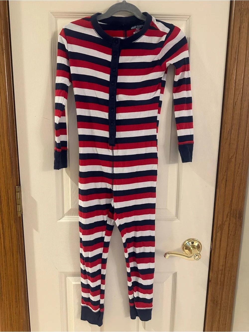 Old Navy Red, Navy and White Striped Kids One-Piece Pajama